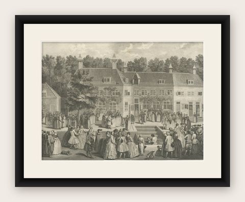 Original Antique Engraving of the Baptism of Christians in The Netherlands, 17, shown framed