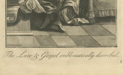 Epistle to the Hebrews Engraving, Paul, Law & Gospel Allegory c.1735, close-up 1