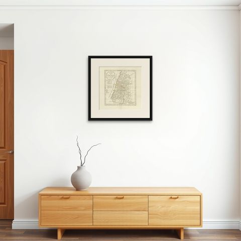 Antique Holy Land Map, Judée ou Terre Sainte, Robert de Vaugondy, 1806, shown framed on a wall, true to size