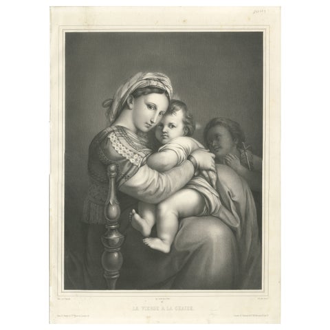 Madonna and Child Print after Raphael, La Vierge à la Chaise, circa 1850