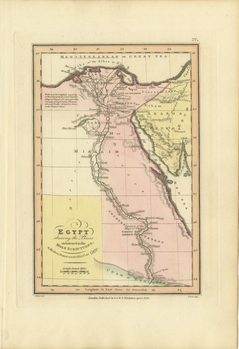 Antique Map of Egypt and the Nile in the Holy Scriptures, Wyld, 1823, view 2