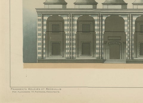 Ottoman Mosque Facade Lithograph, Bursa (Bayezid Yıldırım), 1924, close-up 3