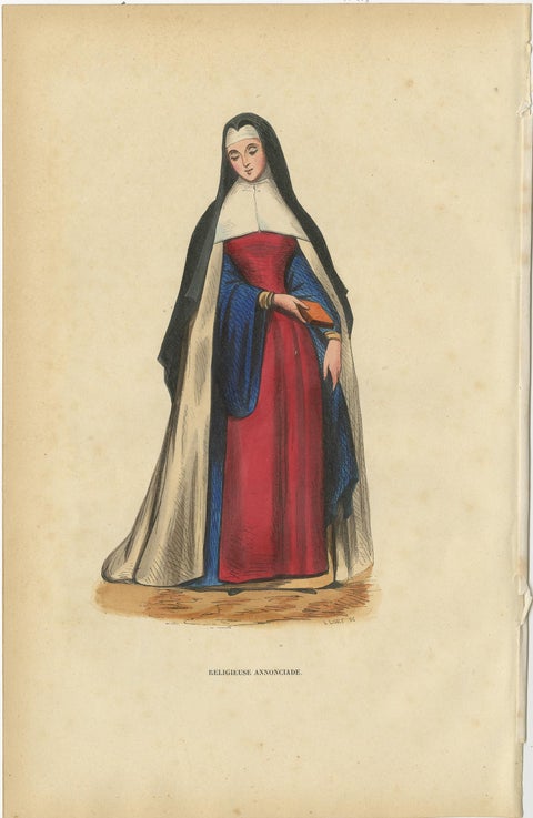 Antique Print of a Nun of Order of Annunciation of the Virgin Mary, 1845, view 3