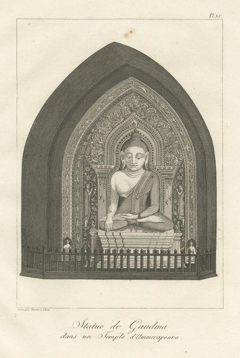 Antique Print of a Burman Buddha by Symes, 1800, view 4