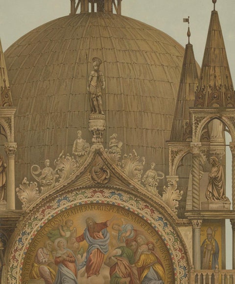 Pl. 16 Antique Print of the Portal of the Zen Chapel of the Basilica San Marco, view 3