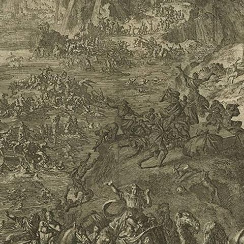 Antique Bible Print The great Flood by J. Luyken, 1743, close-up 2