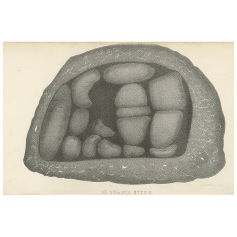 Islamic Relic Print The Black Stone of Mecca, 1863 Dutch Lithograph