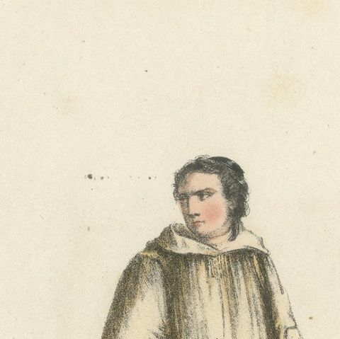 Moine de Cîteaux, 1862 Hand-Colored Lithograph of a Cistercian Monk, close-up 1
