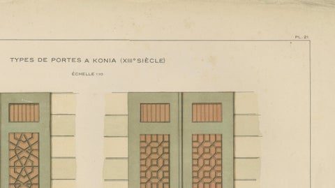 Seljuk Geometric Door Designs of Konya, Islamic Architecture, Raymond 1924, close-up 5