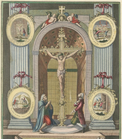 Original Antique Devotional Print of Christ of Guamantanga, Peru, 1779, close-up 1