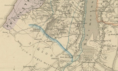 Historical Map of Canaan with Insets of Jerusalem and Surrounding Regions, 1880, close-up 1