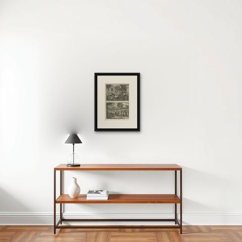 Antique Print of Funeral Ceremonies of the Canadian People by B. Picart, 1723, shown framed on a wall, true to size