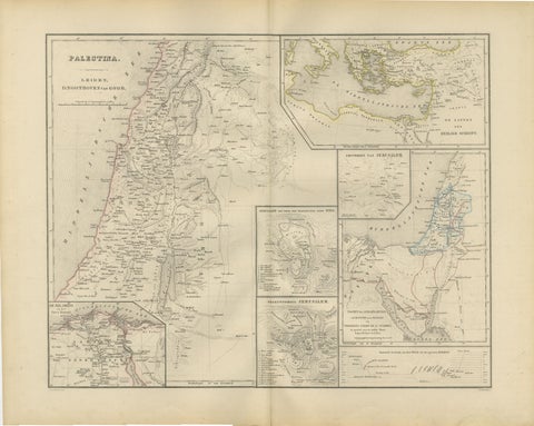 Palestine & Holy Land Map with Jerusalem Insets, Nieuwe Hand-Atlas, 1876, view 2