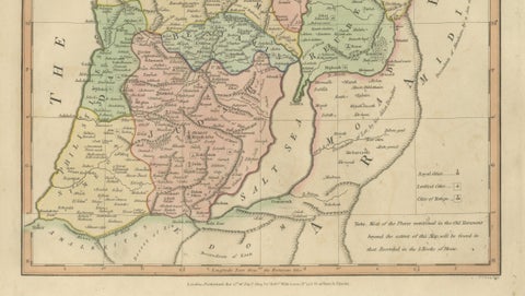 Canaan from Joshua to the Babylonian Captivity, Biblical Holy Land Map, 1823, close-up 5