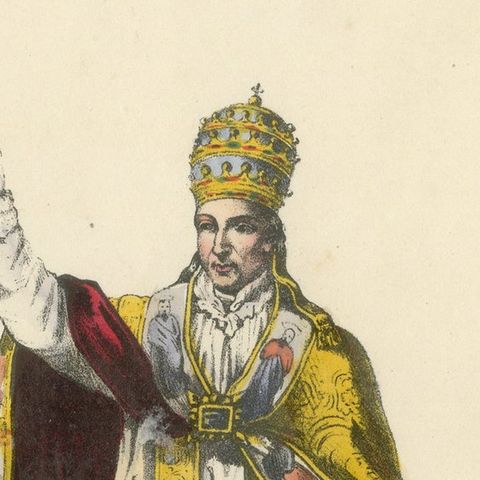 Le Pape en Grande Cérémonie, Genuine Antique Print of the Pope in Full Ceremony, close-up 1