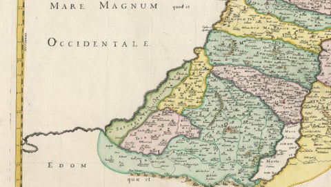 Holy Land Map of the Twelve Tribes of Israel, Sanson, Hand Colored, 1696, close-up 2