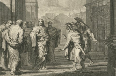 Healing of a Centurion’s Servant & Christ Calming the Storm, Pieter Mortier 1700, close-up 4
