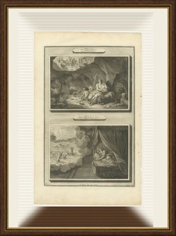 Daniel in the Lions' Den and the Vision of the Four Beasts, Mortier circa 1700, shown framed