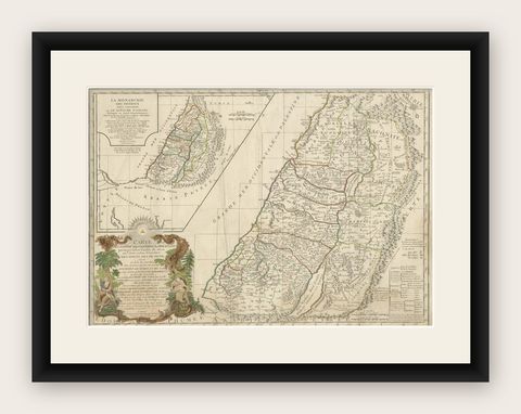 Holy Land Map of the Twelve Tribes of Israel, After Sanson, Paris c.1798, shown framed