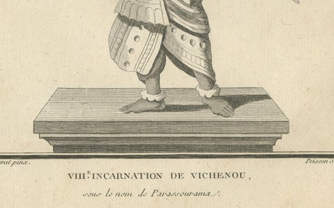 Rare 1806 Krishna Vishnu Avatar Antique Print, Hindu Engraving Collectible, close-up 3
