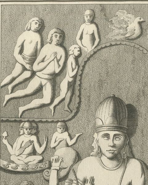 Elephanta Cave Sculpture at Station 5, Antique Niebuhr Print, 1780, close-up 2