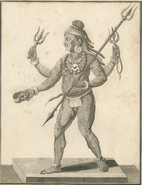 1806 Engraving: Vaivert, Fierce Form of Shiva in Hindu Mythology, close-up 6