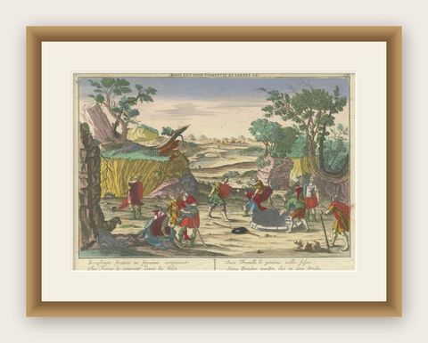 Optical Print of Joseph Thrown into a Pit by His Brothers, 1770, Biblical Scene, shown framed