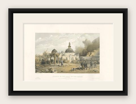 Antique Print of a Church 'Crimean War' by W. Simpson, 1855, shown framed
