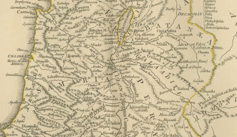 Antique Map of Biblical Palestine, Holy Land & Jerusalem Insets, c.1818, close-up 1