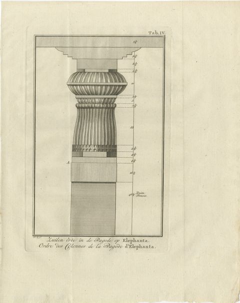 The Column Order of the Elephanta Temple, Antique Print, 1780, view 2