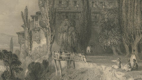 Antique Constantinople Print, Allom St George Monastery Princes Islands, ca.1838, close-up 3