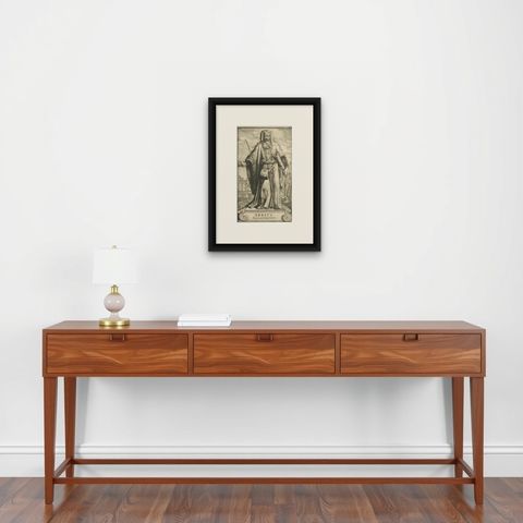 Christian Presbyter Arius 'Arrius' Alexandrinus of Alexandria, Egypt, 1701, shown framed on a wall, true to size