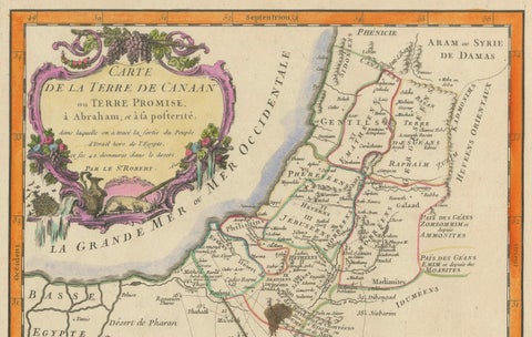 1750 Map of the Holy Land: The Land of Canaan and the Twelve Tribes, close-up 1