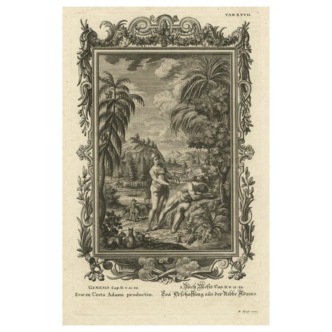 Old Scene from Genesis in the Old Testament; Eve is made from Adam's Rib, 1731