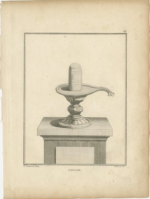1806 Engraving: Sacred Lingam, Symbol of Shiva in Hindu Worship, view 2