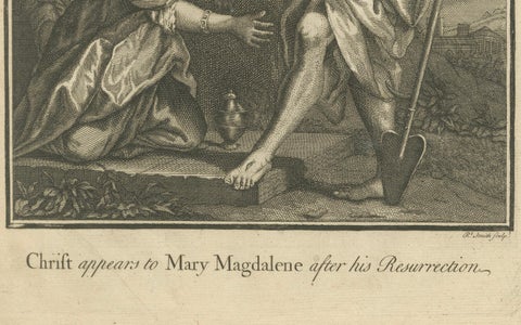 Biblical Engravings, Christ’s Resurrection & St. Andrew the Apostle (1735), close-up 3