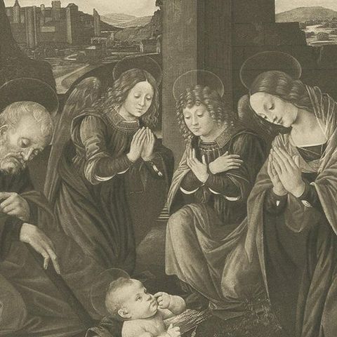 Antique Print of 'The Nativity' made after Lorenzo di Credi 'c.1890', close-up 1