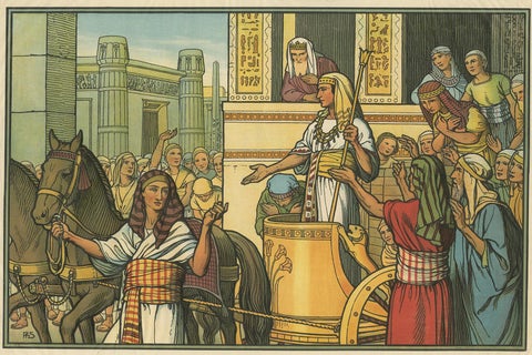 Antique Religion Print of the Pharaoh and Israelites, 1913, view 3