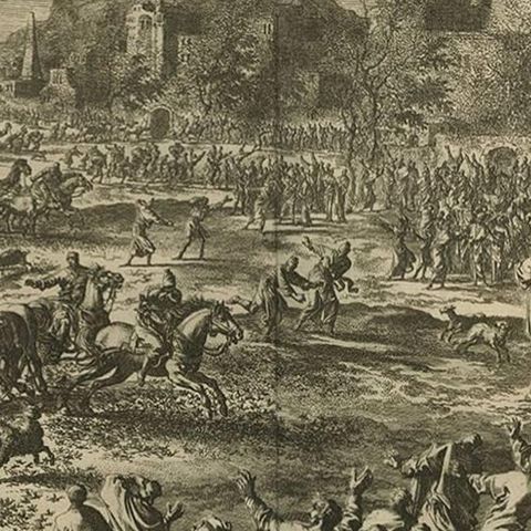 Antique Bible Print Eighth Plague of Egypt from the Bible Sacra, 1743, close-up 2
