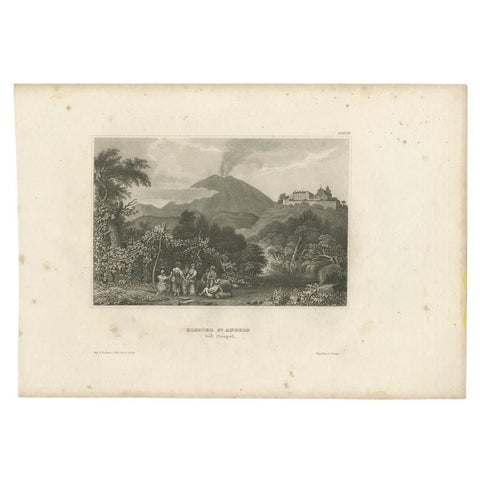 Antique Print of Monastery St Angelo Near Naples in Italy, 1837, view 2