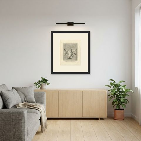 Elephanta Cave Sculpture at Station 9, Antique Niebuhr Print, 1780, shown framed in a room, true to size