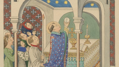 Medieval Catholic Rituals, Funeral & Mass, Hand-Colored Lithographs, 1860, close-up 4