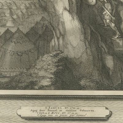 Jonathan Attacks the Philistines and Samuel Slays Agag, Mortier circa 1700, close-up 2