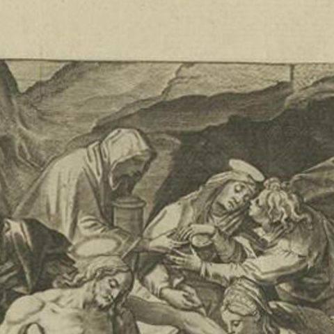 Antique Print of the Entombment of Christ by Collaert, 1784, close-up 1
