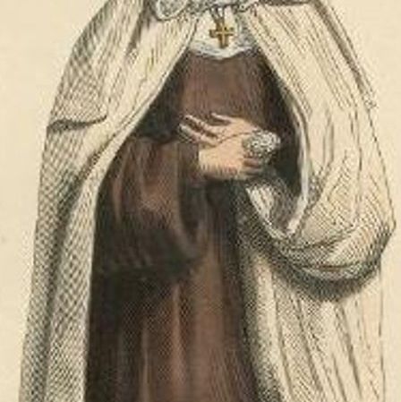 Antique Print of a Carmelite Monk in Choir Dress, 1845, close-up 1