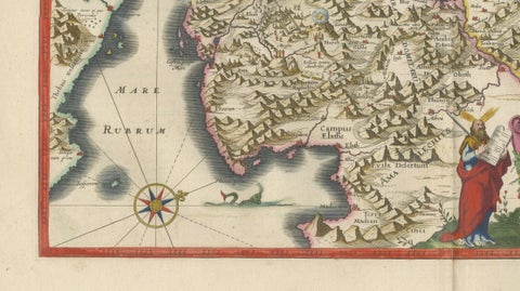 Blaeu Holy Land Map, Terra Sancta Palestina, Figural Cartouche, 1642, close-up 3