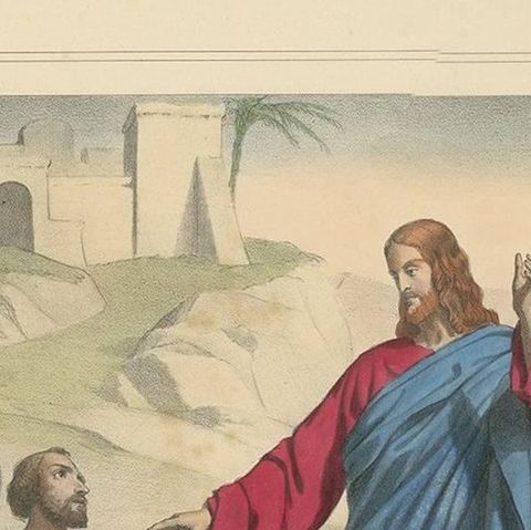 Antique Religious Print ‘No. 23’ Peter Appointed Head of the Church, circa 1840, close-up 1