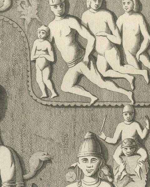 Elephanta Cave Sculpture at Station 5, Antique Niebuhr Print, 1780, close-up 3