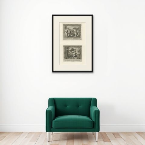Original Antique Religion Print Depicting God's Covenant with Abraham, C.1850, shown framed on a wall, true to size