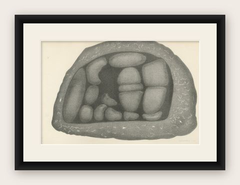 Islamic Relic Print The Black Stone of Mecca, 1863 Dutch Lithograph, shown framed